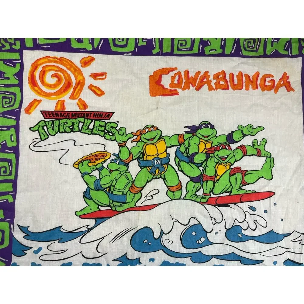 Teenage Mutant Ninja Turtles Bandana Scarf Surfin Turtles Cowabunga Vintage 1990